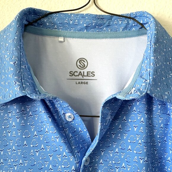 Scales Performance Polo with Shark Teeth Design - Size Large - Picture 2 of 5